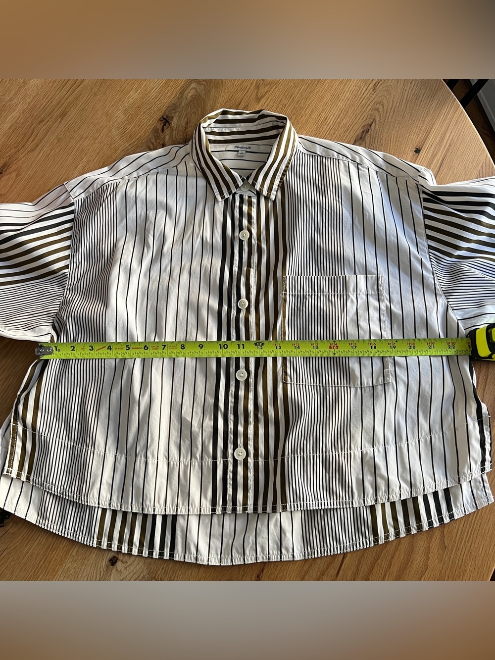 MADEWELL CURVE-HEM SHIRT IN POPLIN LIGHTHOUSE STRIPE, SIZE L. - Picture 9 of 11